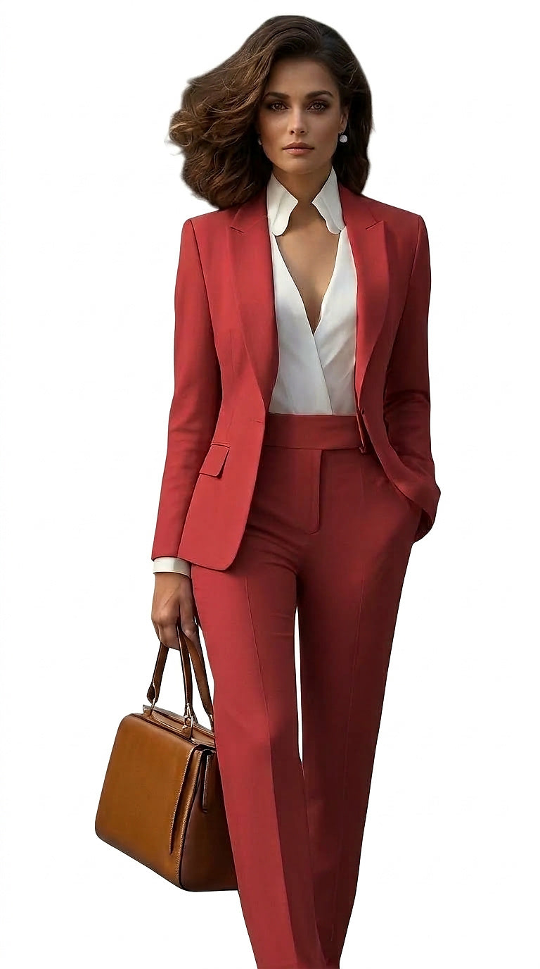Women's Two-Piece Set: Long-Sleeve Blazer and Straight-Leg Pants 1