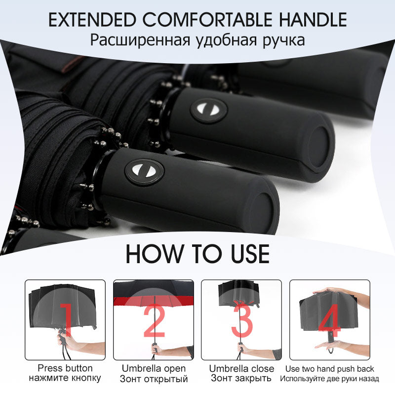 Automatic Storm Umbrella with Reverse Fold, Windproof and Quick Dry 8