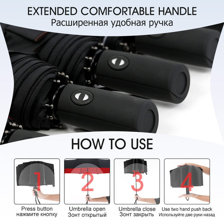 Automatic Storm Umbrella with Reverse Fold, Windproof and Quick Dry 8