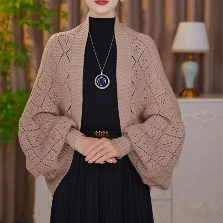Open-Knit Shawl Cardigan with Wrap and Stole Styling 5
