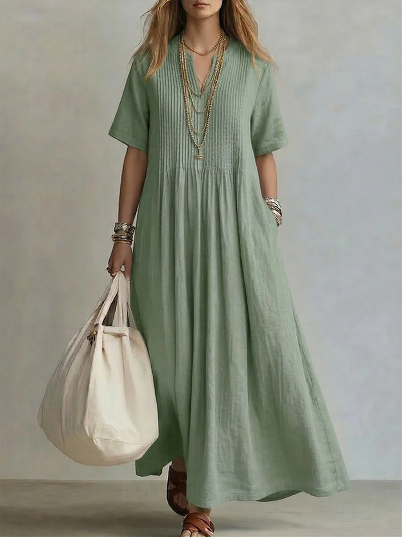 Pleated Midi Dress with Flattering Shaping Fit 2