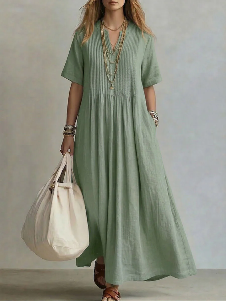 Pleated Midi Dress with Flattering Shaping Fit 2