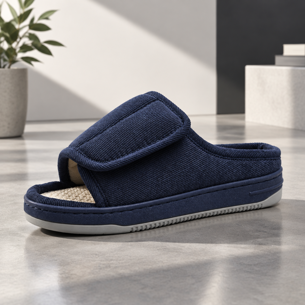 Wide-Fit Slippers for Swollen Feet with Adjustable Strap