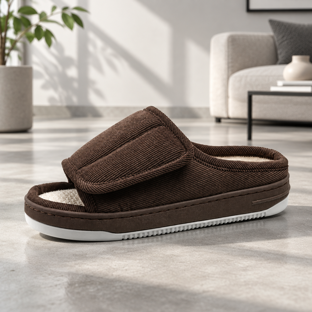 Wide-Fit Slippers for Swollen Feet with Adjustable Strap