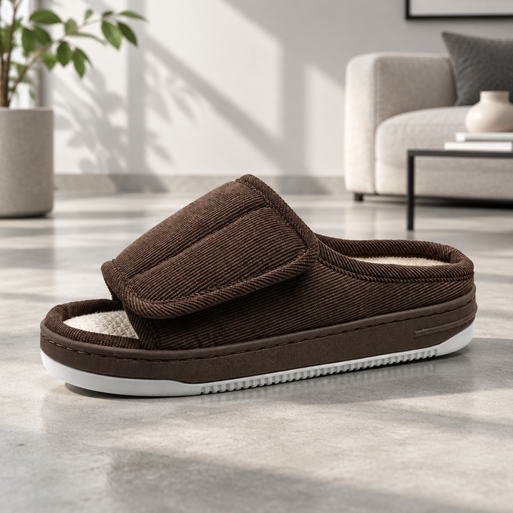 Wide-Fit Slippers for Swollen Feet with Adjustable Strap