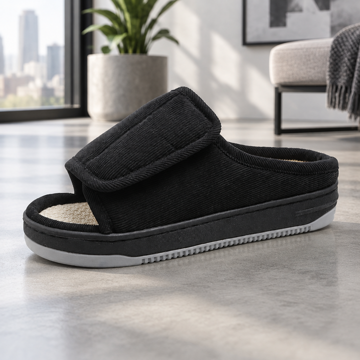 Wide-Fit Slippers for Swollen Feet with Adjustable Strap