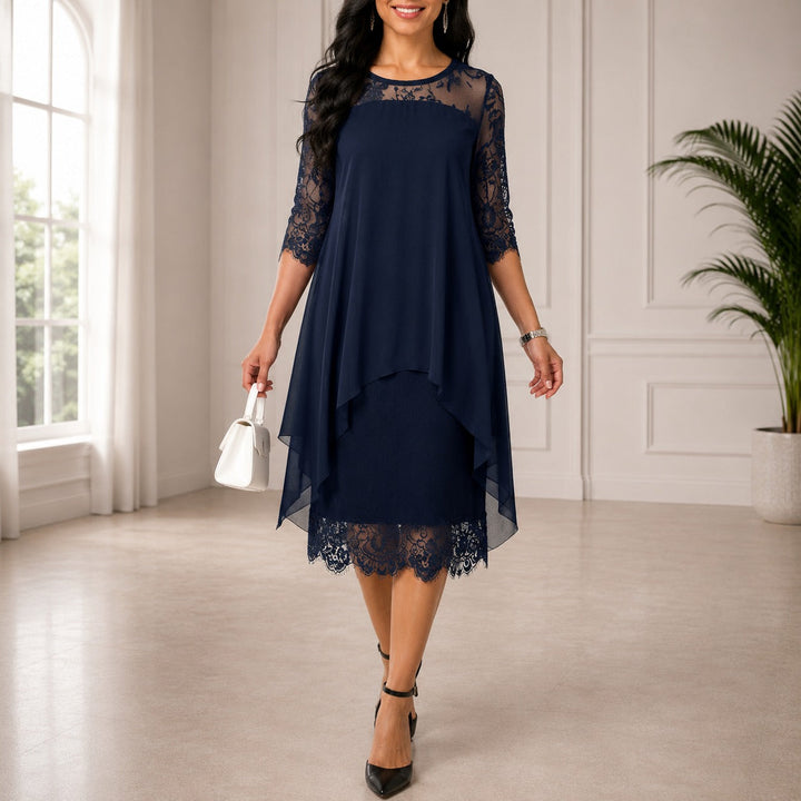 Dorothee Plus Size Midi Evening Dress - Elegant Style 1