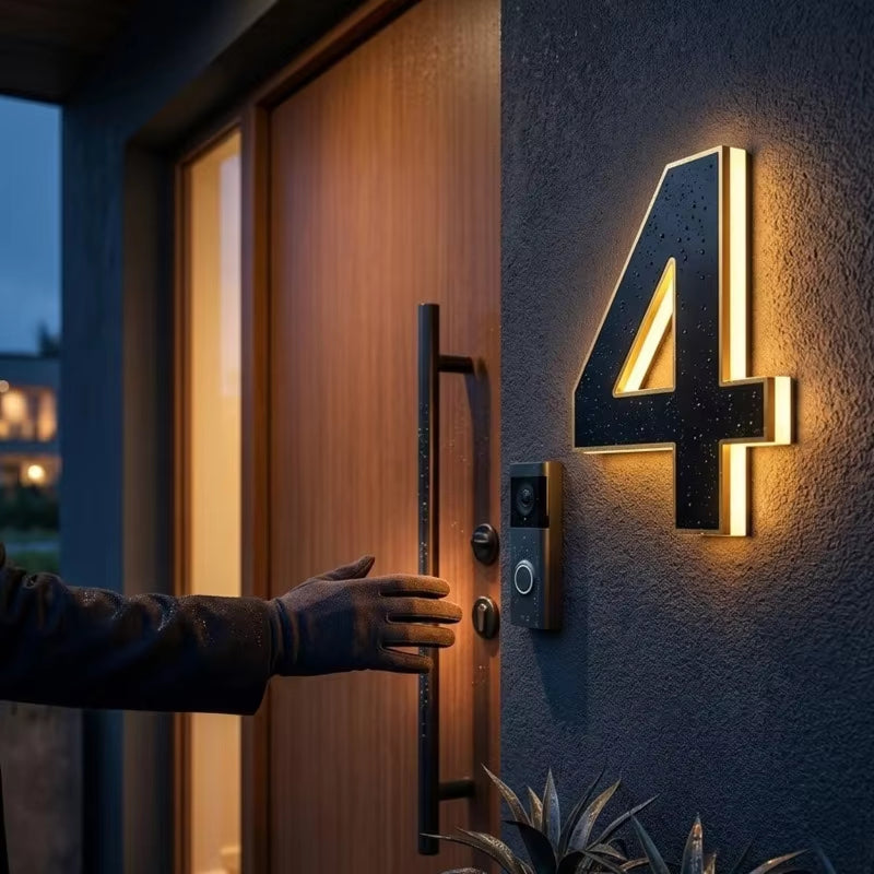 Solar House Number Sign with LED Backlight – Lights Up Automatically at Dusk 2