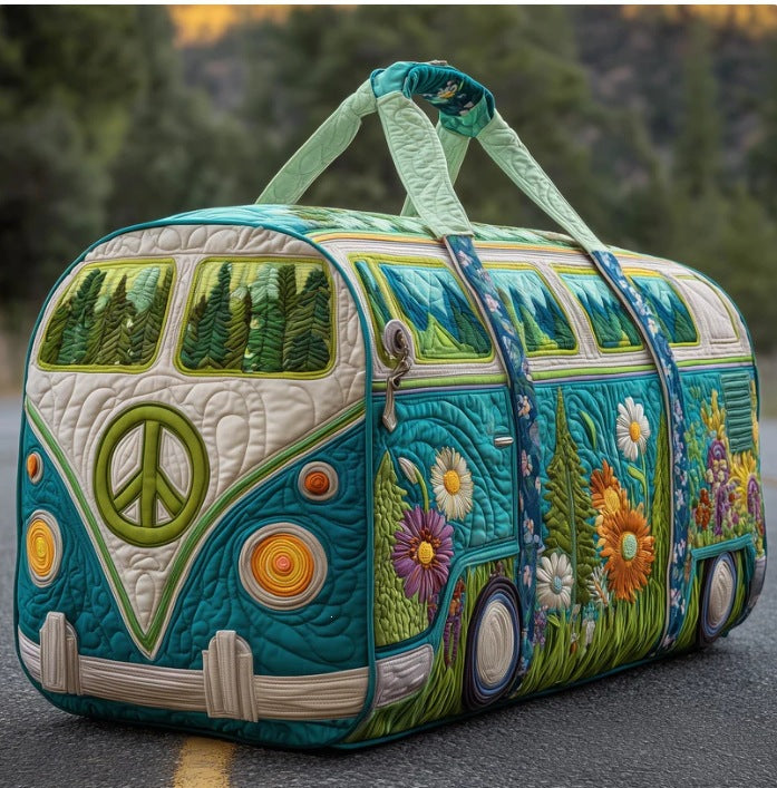 Quilted Camper Van Travel Duffle Bag with Floral Print 1