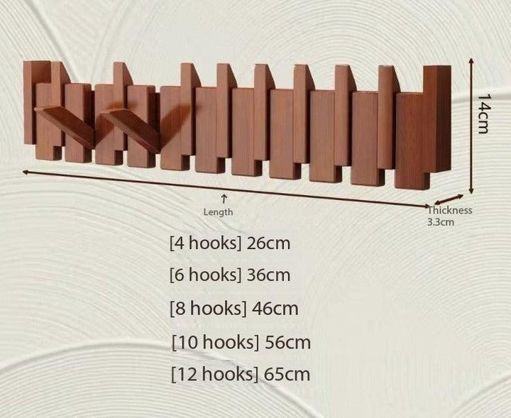 Handmade Wooden Coat Rack with Foldable Magnetic Hooks 9