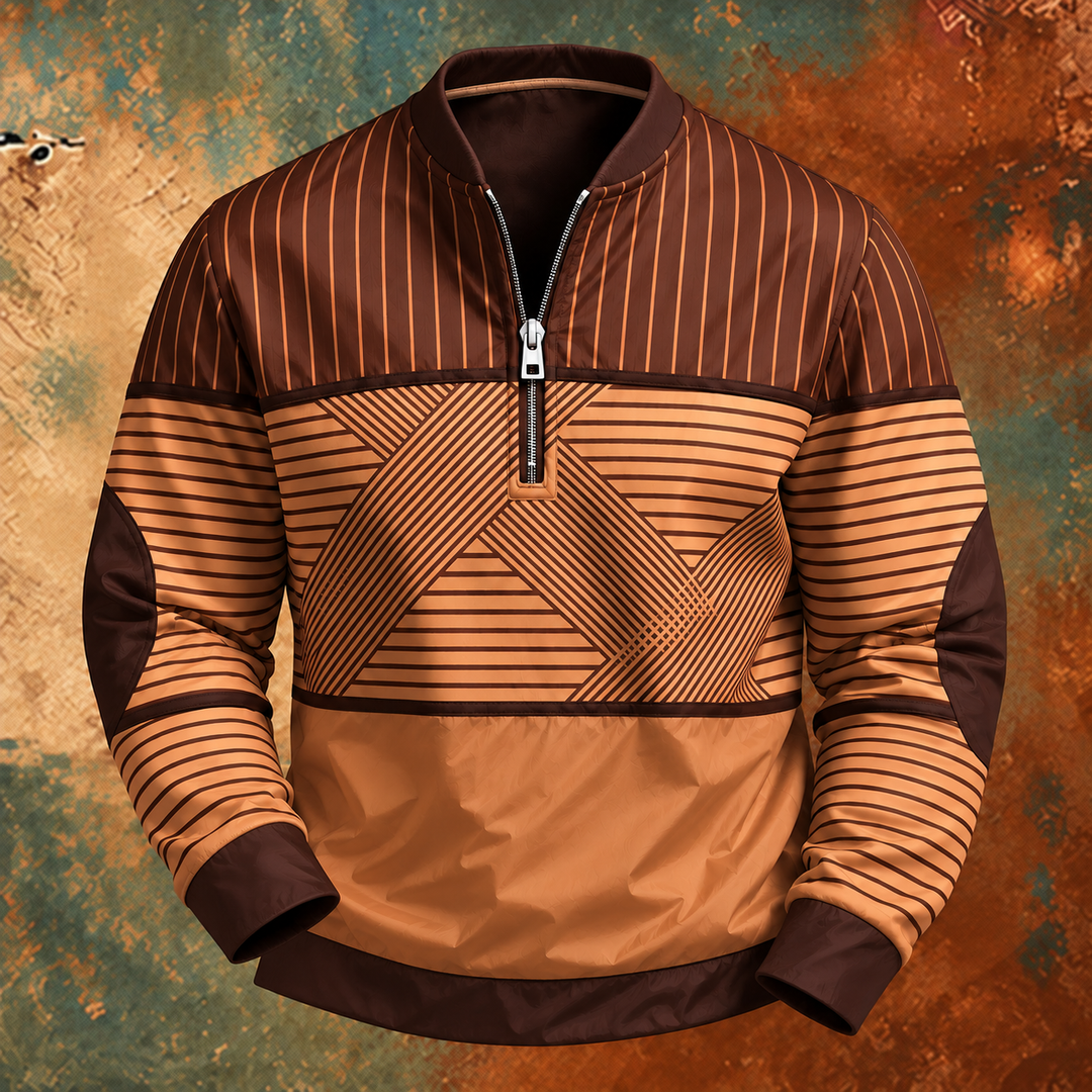 Men's Lightweight Striped Half-Zip Pullover with Long Sleeves 5