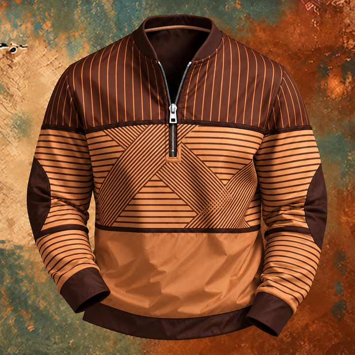 Men's Lightweight Striped Half-Zip Pullover with Long Sleeves 5