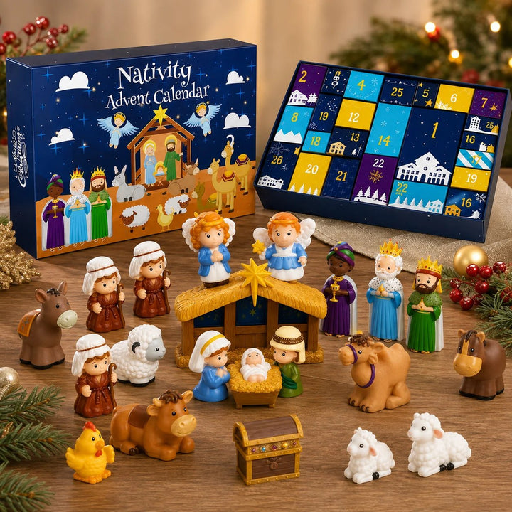 Nativity Advent Calendar for Kids with 25 Figures and Scene Pieces 1