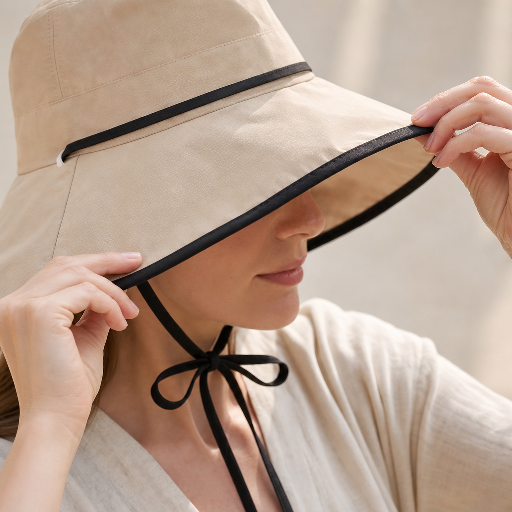 Foldable Wide Brim Sun Hat with Chin Strap – Sunelle