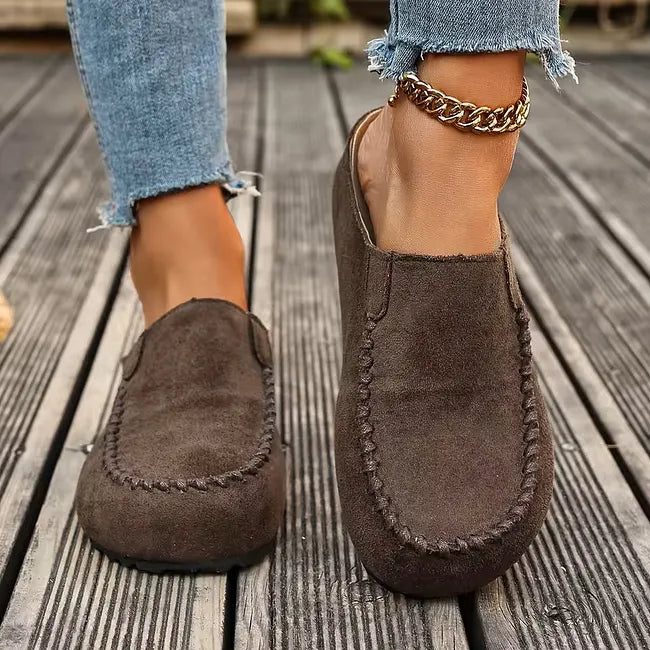 Leather Slip-On Orthopedic Sandals with Soft Suede-Like Upper and Flat Sole 4