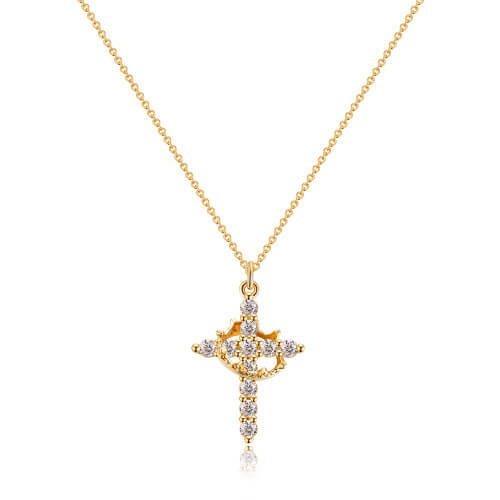 Crown and Cross Pendant Necklace for Women - Faith Jewelry Gift 2