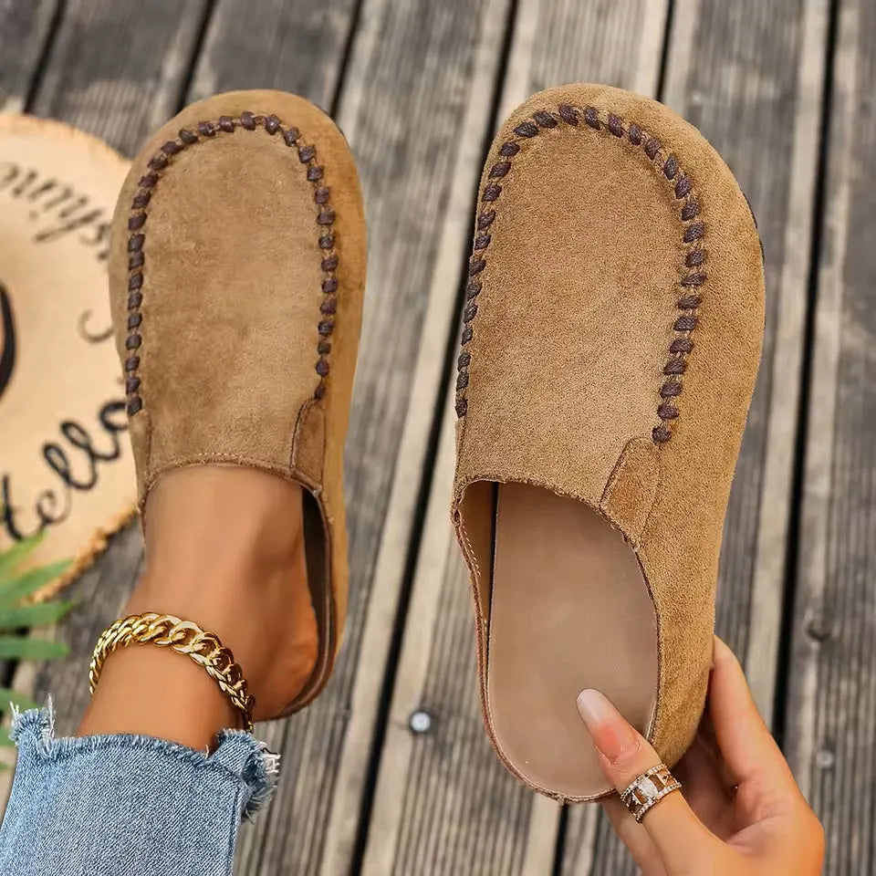 Leather Slip-On Orthopedic Sandals with Soft Suede-Like Upper and Flat Sole 1