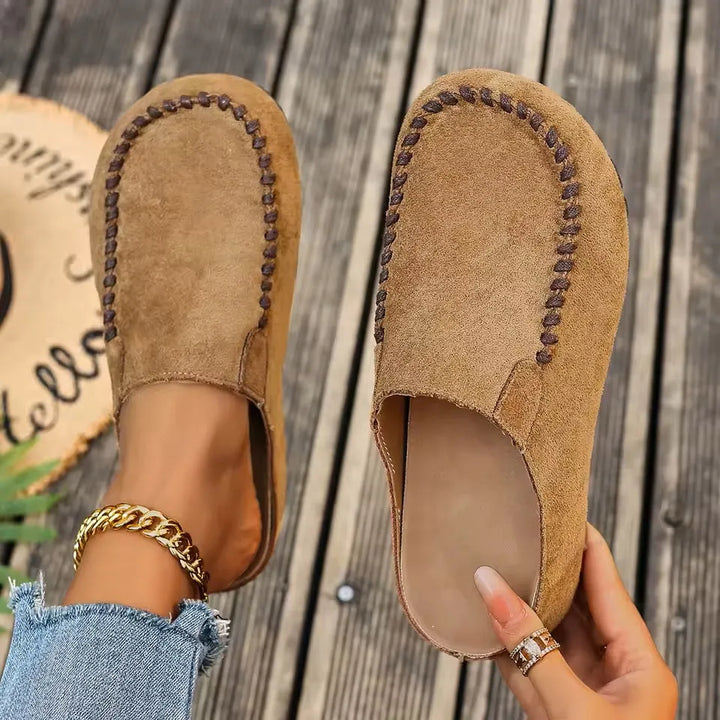 Leather Slip-On Orthopedic Sandals with Soft Suede-Like Upper and Flat Sole 1