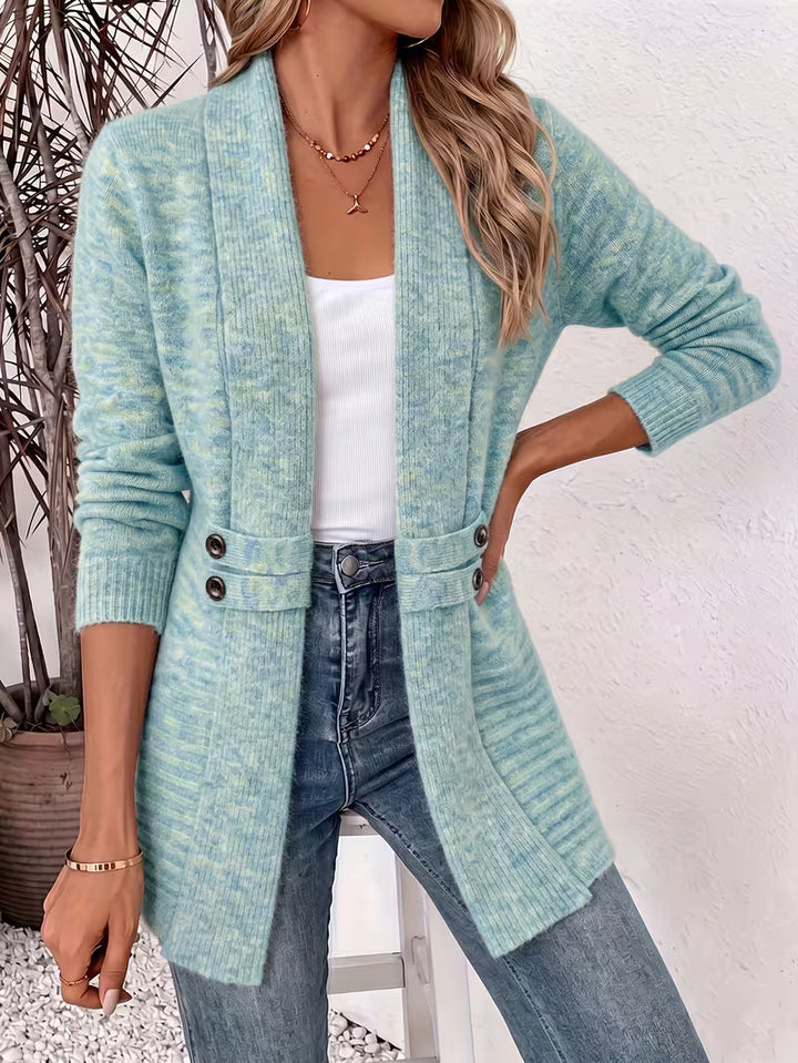 Women's Long Knit Cardigan with Flattering Fit and Shawl Collar 5