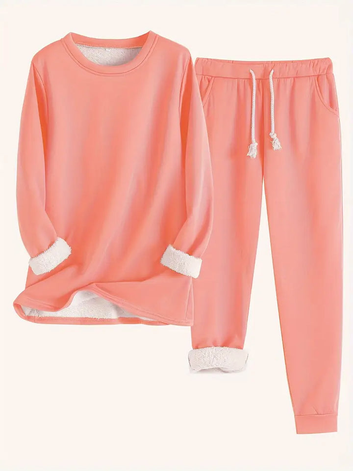 Women's Cozy Fleece-Lined Lounge Set, Super Soft Two-Piece Loungewear 8