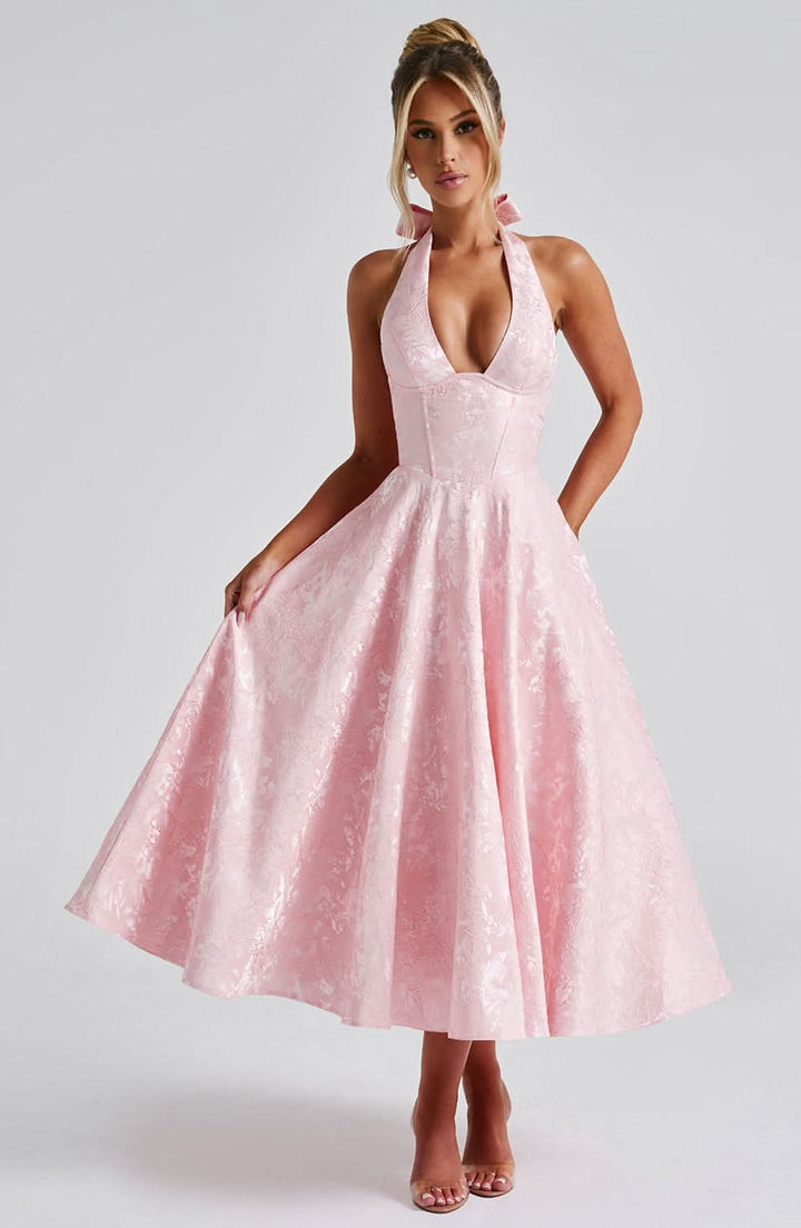 Floral Halter Midi Dress – Wedding Guest Occasion Dress 7
