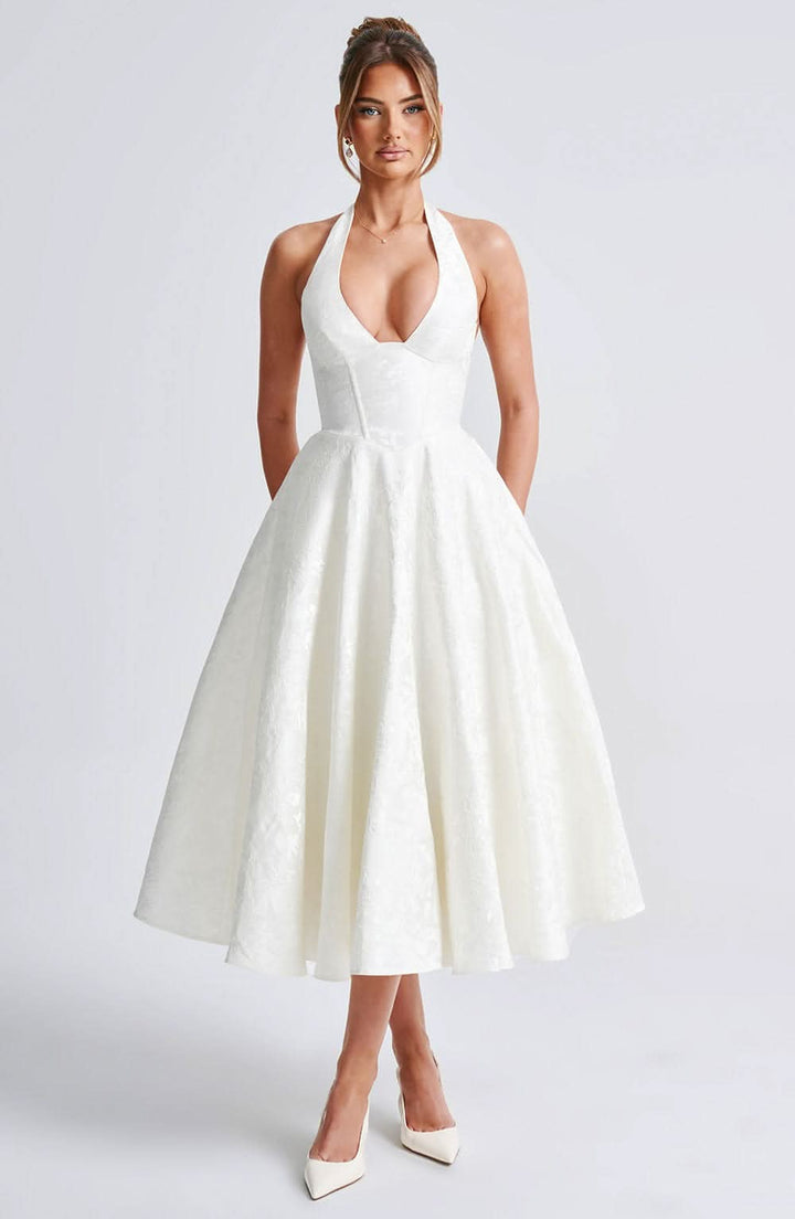 Floral Halter Midi Dress – Wedding Guest Occasion Dress 1