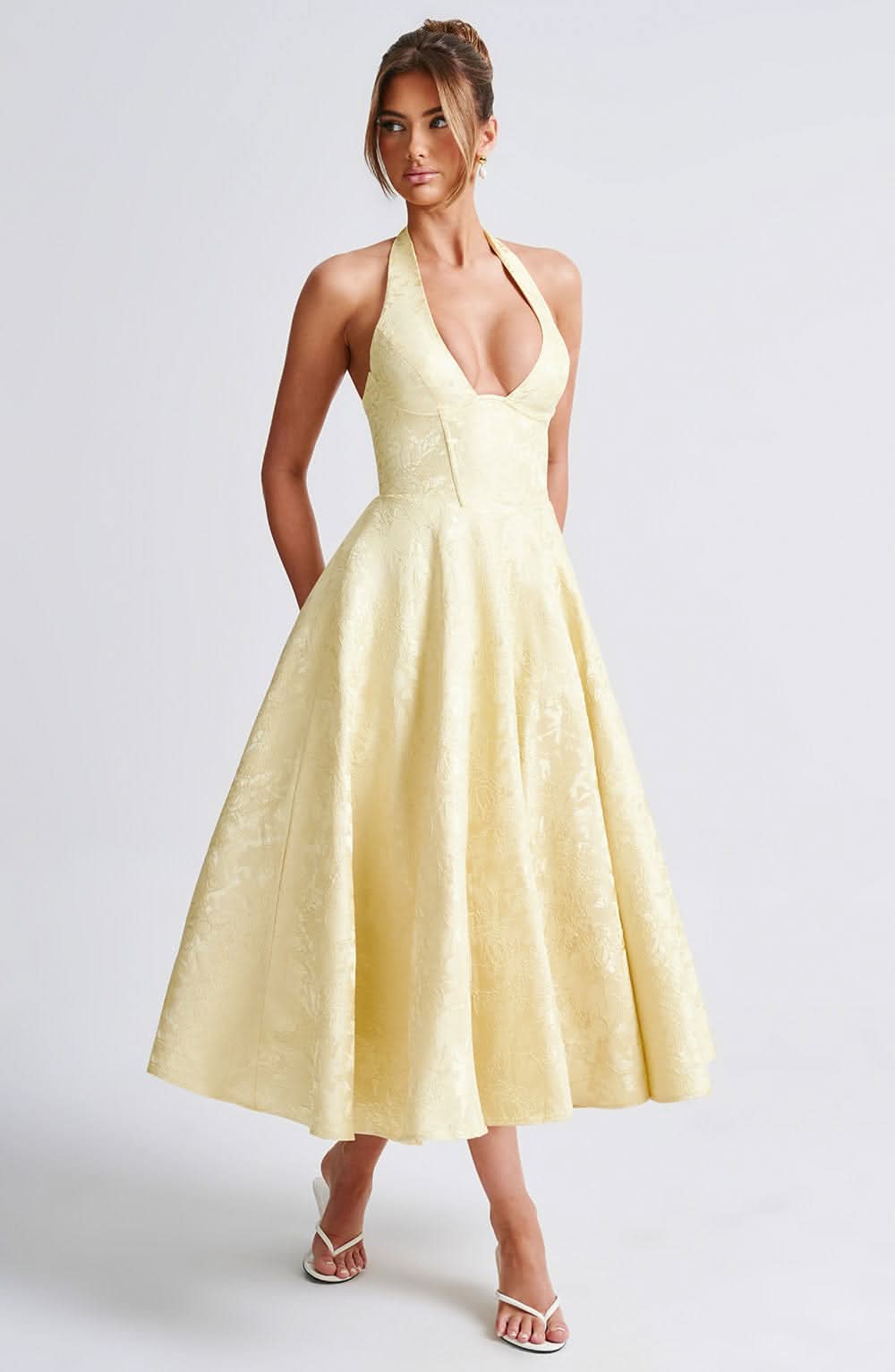 Floral Halter Midi Dress – Wedding Guest Occasion Dress 4