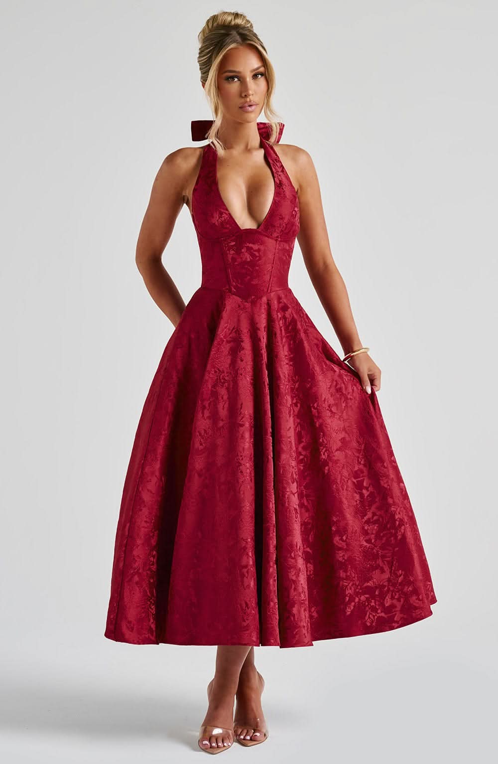 Floral Halter Midi Dress – Wedding Guest Occasion Dress 10