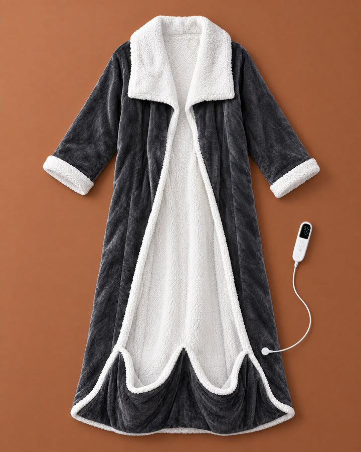 Wearable Heated Blanket Robe with Sleeves and Foot Pocket 1