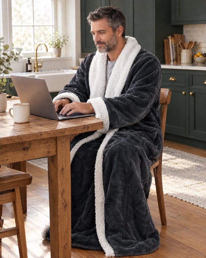 Wearable Heated Blanket Robe with Sleeves and Foot Pocket 9