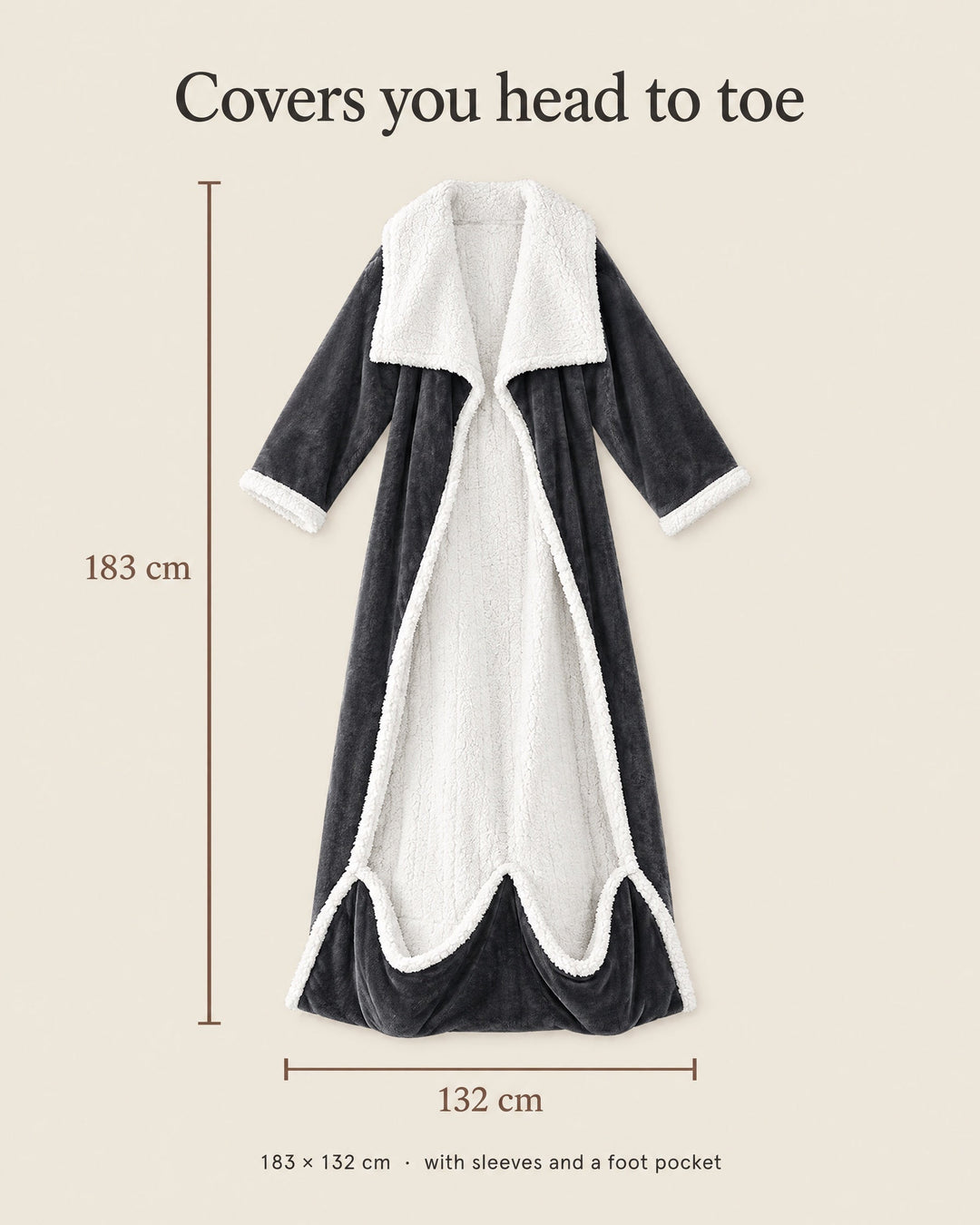 Wearable Heated Blanket Robe with Sleeves and Foot Pocket 7