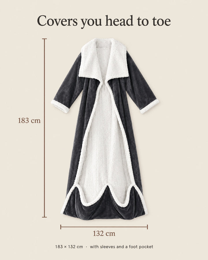 Wearable Heated Blanket Robe with Sleeves and Foot Pocket 7