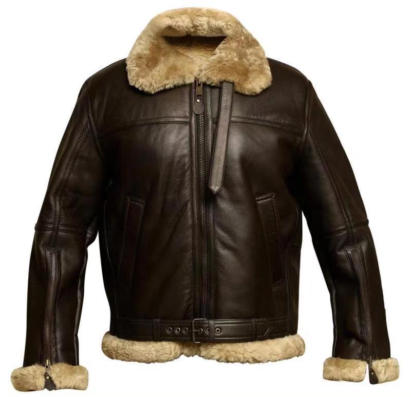 Men's Genuine Lambskin Leather Jacket with Zip Stand Collar and Soft Lining 6