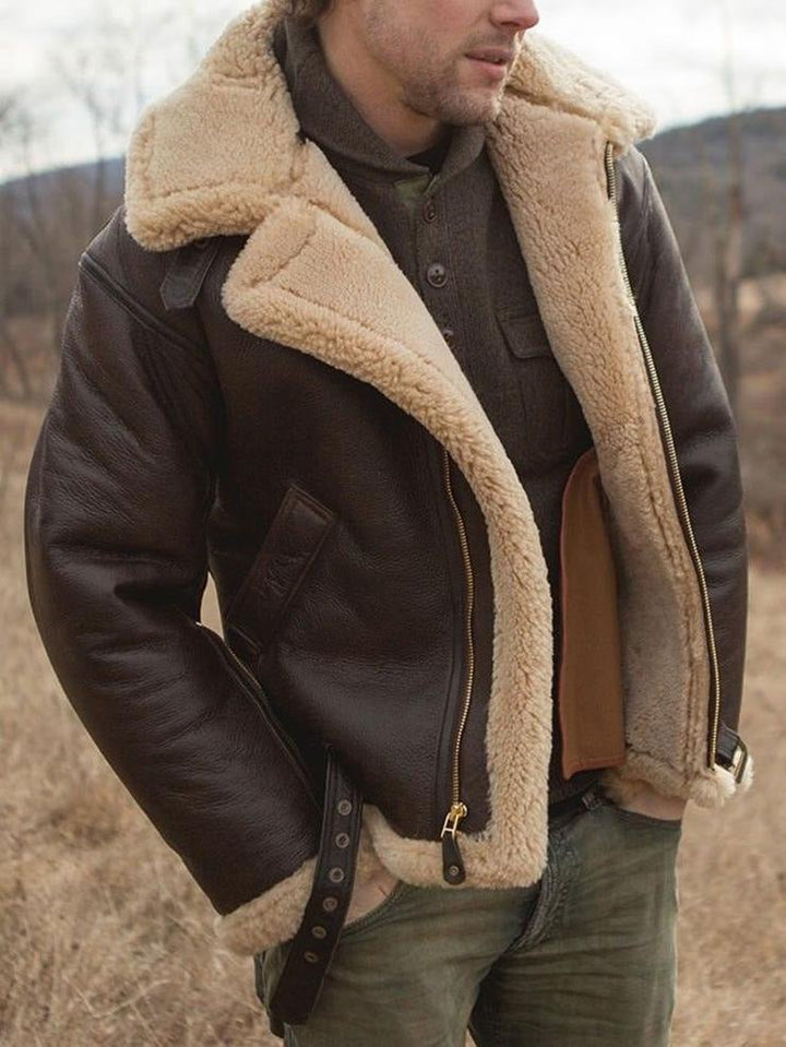 Men's Genuine Lambskin Leather Jacket with Zip Stand Collar and Soft Lining 2