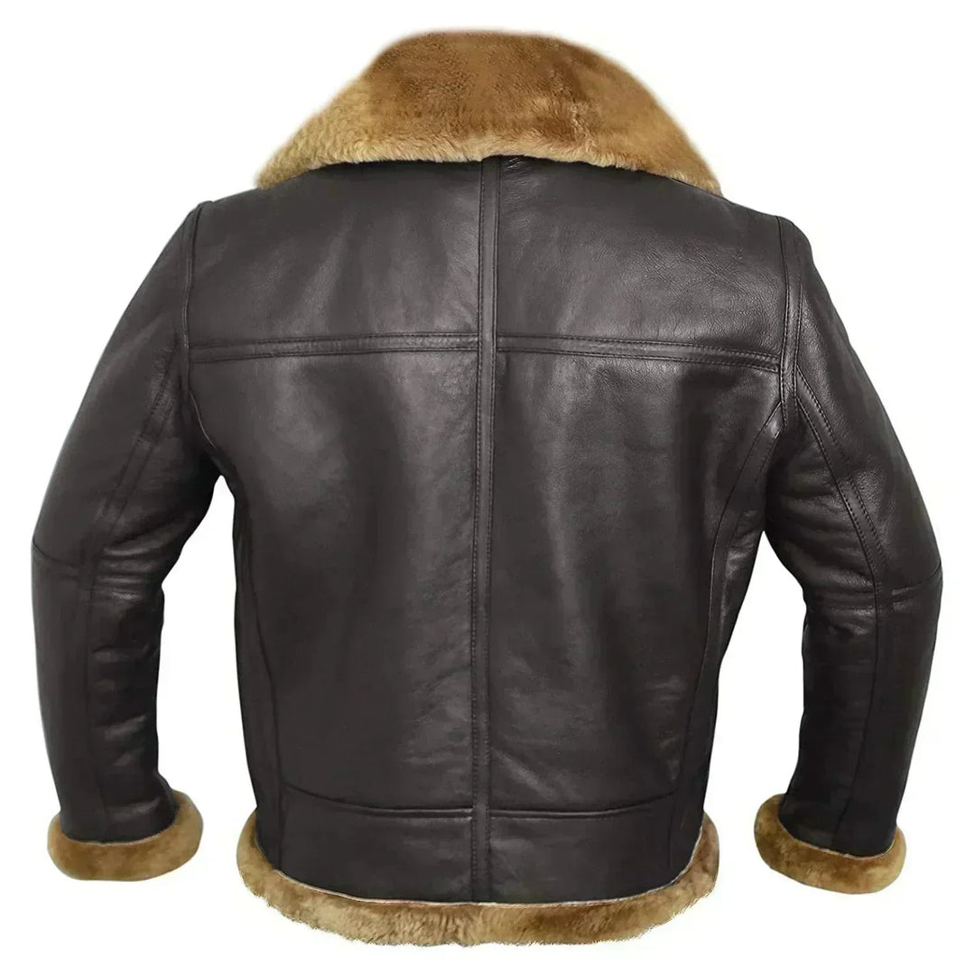 Men's Genuine Lambskin Leather Jacket with Zip Stand Collar and Soft Lining 7