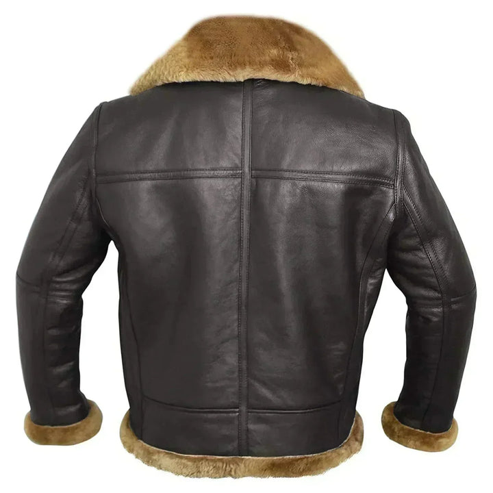 Men's Genuine Lambskin Leather Jacket with Zip Stand Collar and Soft Lining 7