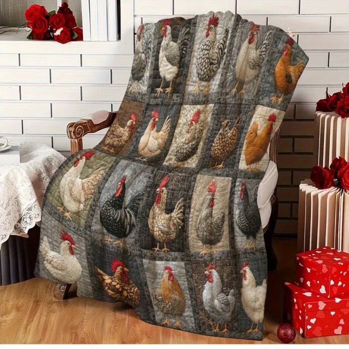 Soft Flannel Blanket with Chicken Design for Sofa, Bed and Armchair 12