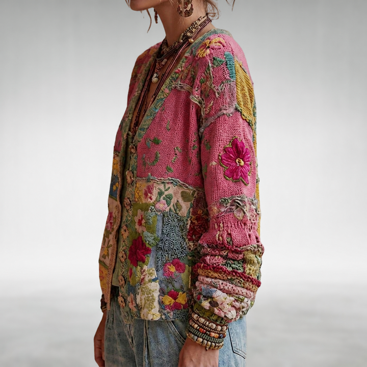 Boho Floral Patchwork Knit Jacket 4