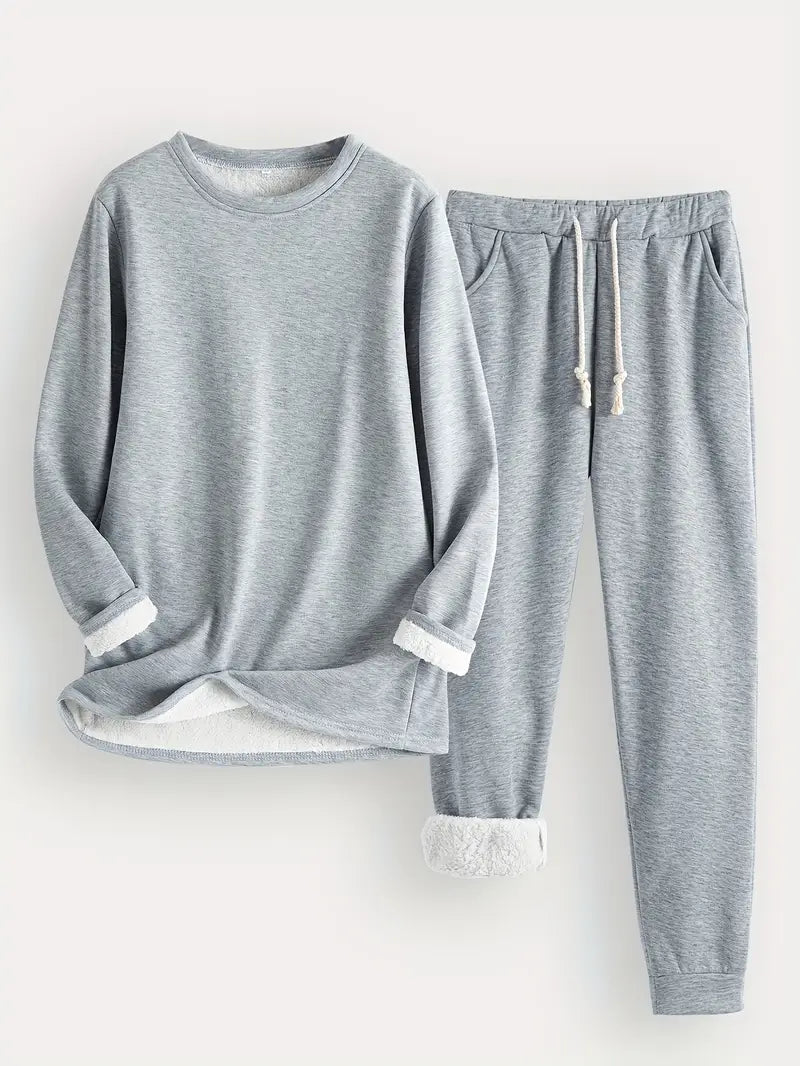 Women's Cozy Fleece-Lined Lounge Set, Super Soft Two-Piece Loungewear 7