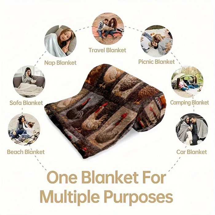 Soft Flannel Blanket with Chicken Design for Sofa, Bed and Armchair 11