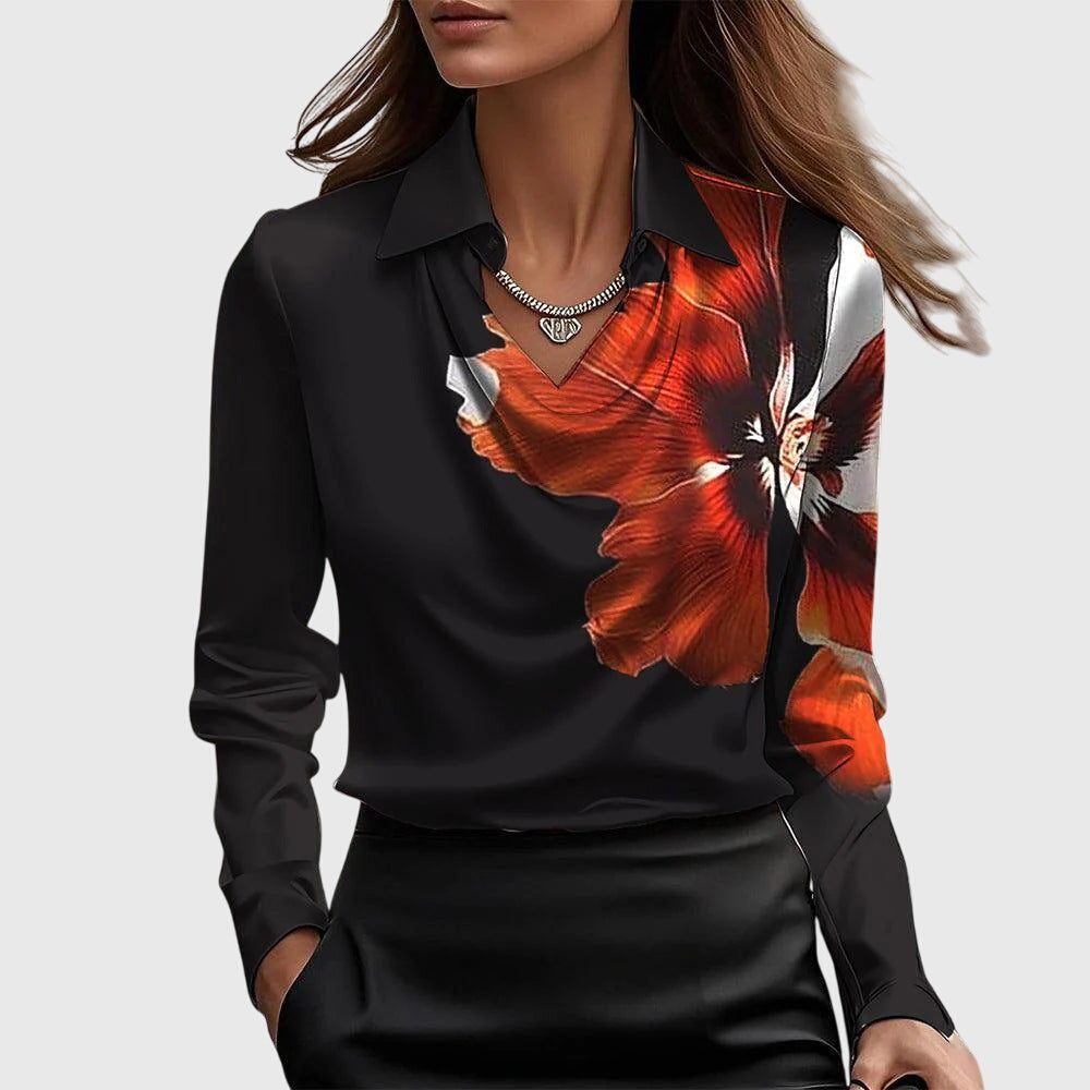 Women's Satin Cowl-Neck Blouse - Long-Sleeve Collared Top for Work and Evening 6