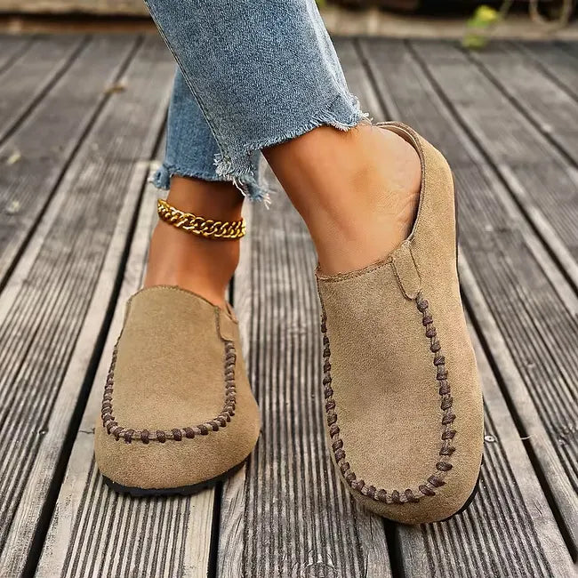 Leather Slip-On Orthopedic Sandals with Soft Suede-Like Upper and Flat Sole 5