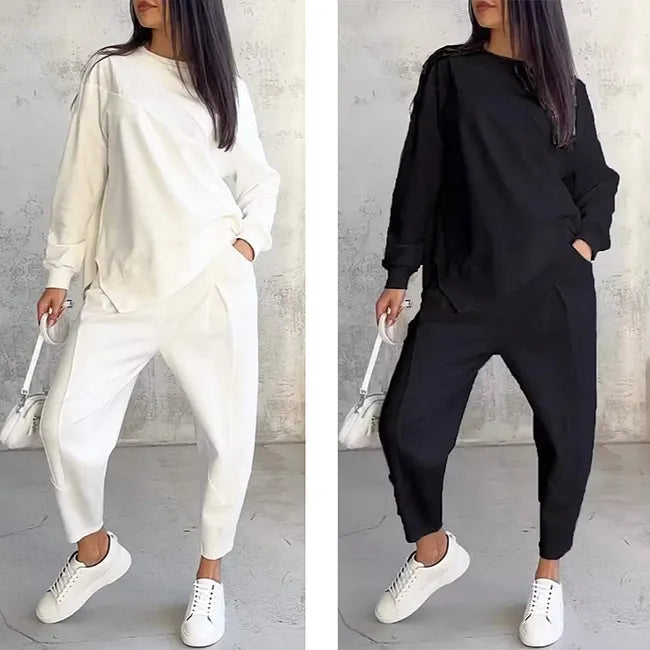 Two-Piece Set: Long-Sleeve Casual Sweatshirt and Jogger Pants 10