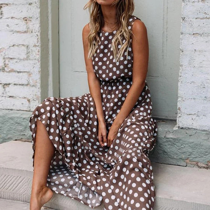Sleeveless Polka Dot Dress with Defined Waist 2