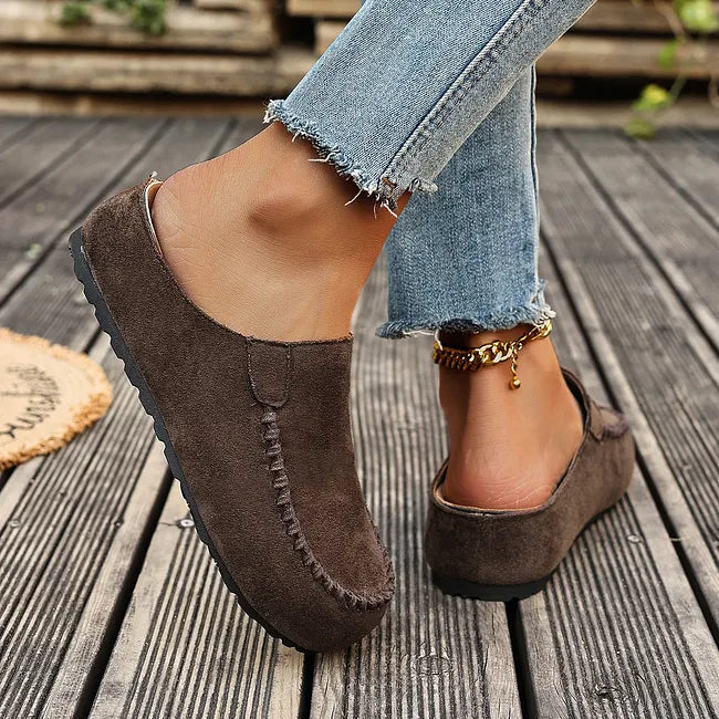 Leather Slip-On Orthopedic Sandals with Soft Suede-Like Upper and Flat Sole 6