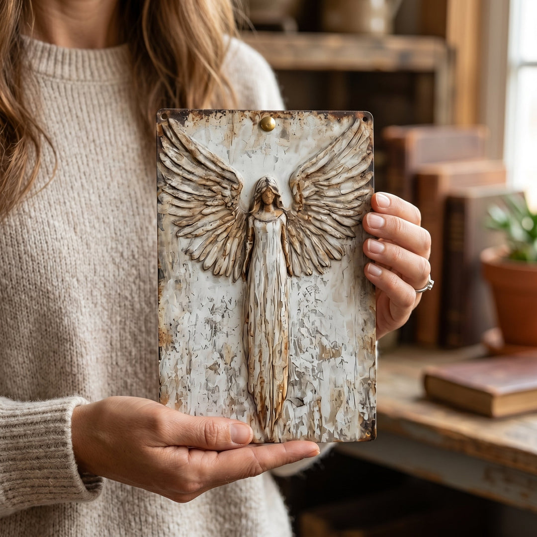 Vintage Farmhouse Angel Metal Wall Art, Weatherproof Indoor Outdoor Decor 1