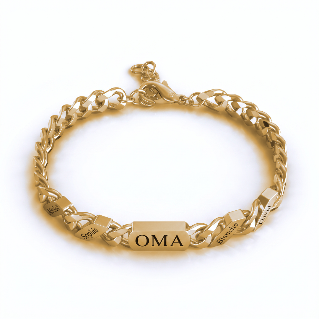 Personalized Family Link Bracelet with Engraved Names – Silver or Gold 2