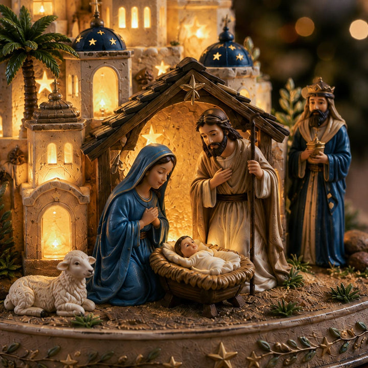 Bethlehem Nativity Church Tower with Light-Up Feature 3
