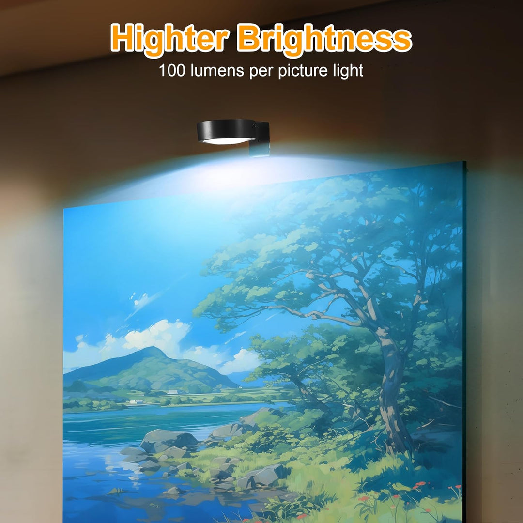 Adjustable Magnetic Picture Light | LED Touch & Remote, RGB/White, USB 3