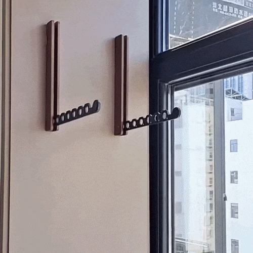 Foldable Wooden Wall Coat Rack, Space-Saving Wall-Mounted Design 2